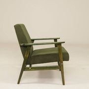 Lounge Chair Vintage Olive Green Corduroy ,Green Wood
