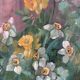 Large vintage original floral still life painting with fruit