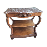 Carved walnut console marble top of the nineteenth century