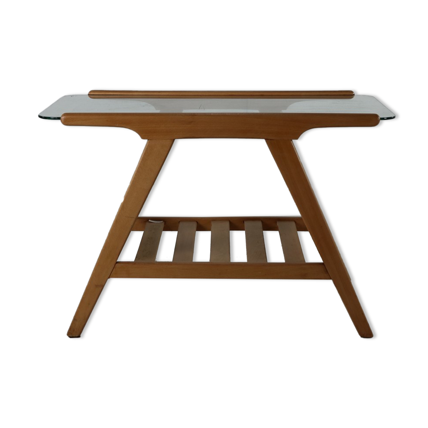 Oakwood side table with glass top