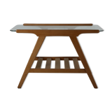 Oakwood side table with glass top