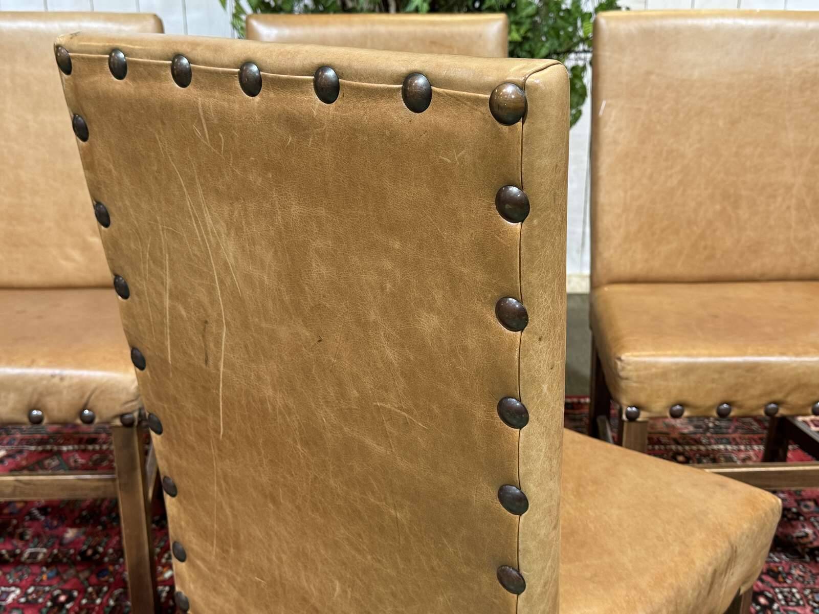 Set of 4 English beech chairs with faux leather from the 1980s.