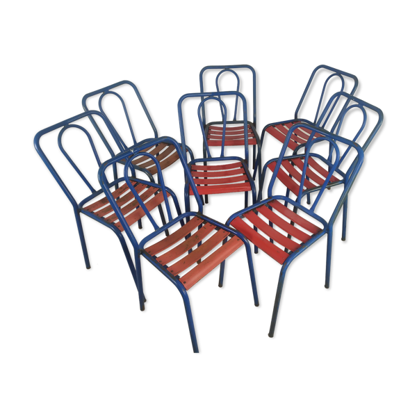 Série de 8 chaises bistrot métal