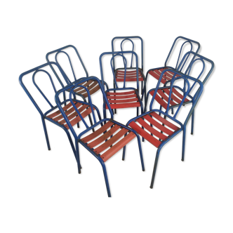 Série de 8 chaises bistrot métal