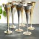 6 Vintage Silver-Plated Brass Champagne Flutes