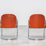 Two leather chairs Tobia Scarpa Design Dialogo Modernist, 1970