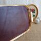 Plateau rectangulaire simili cuir bordeaux et métal doré vintage