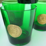 6 water glasses of green colors in very good