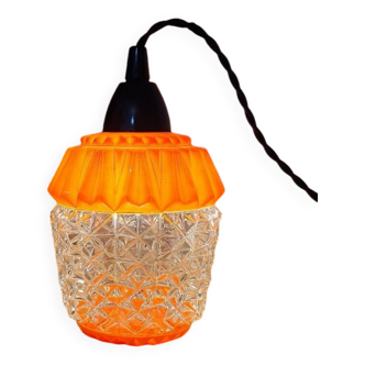 Baladeuse en verre ciselé orange