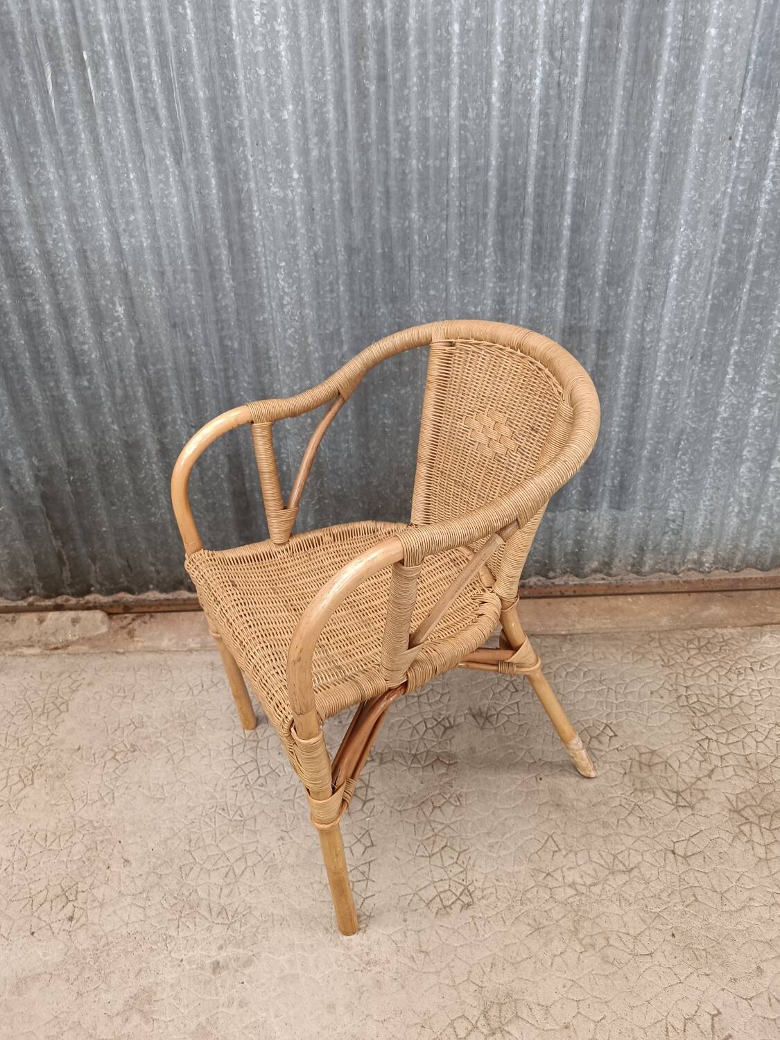 Vintage rattan wicker adult armchair