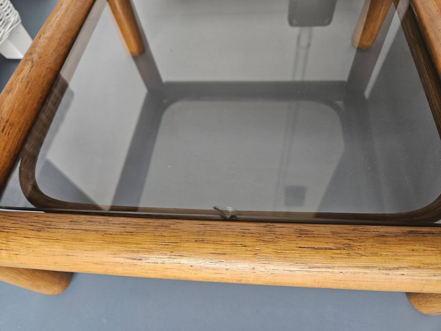 Glass and rattan table