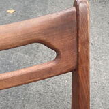 Chaise scandinave en bois palissandre 1960 / 1970 et tissu carreaux marron vintage