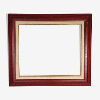 Frame inverted edges wood patina mahogany 62x54 foliage 51.5x43.6 cm used SB