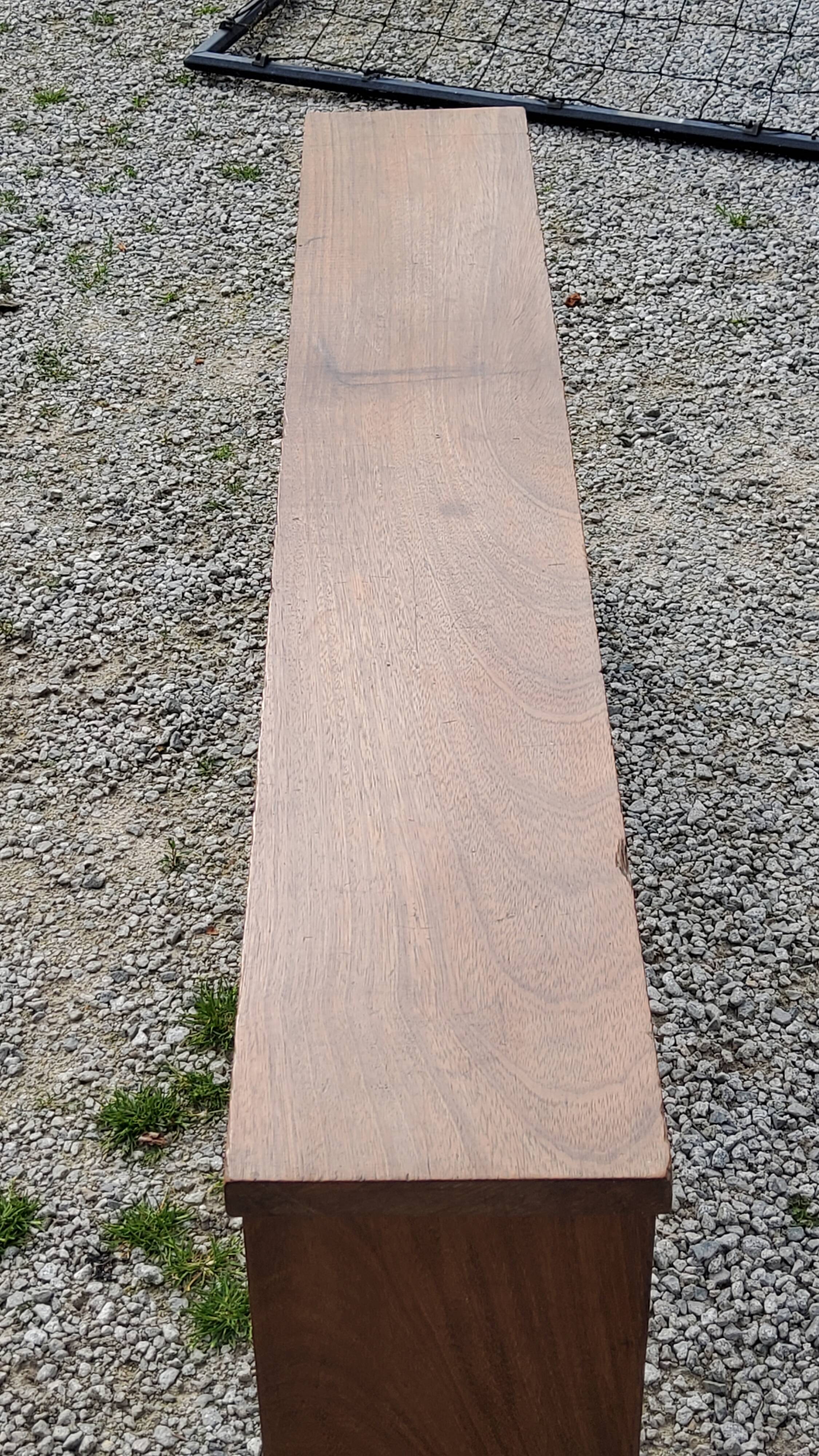 Brutalist bench of the 30s in solid mahogany