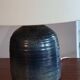 blue glazed ceramic lamp signed Ferrières 1970