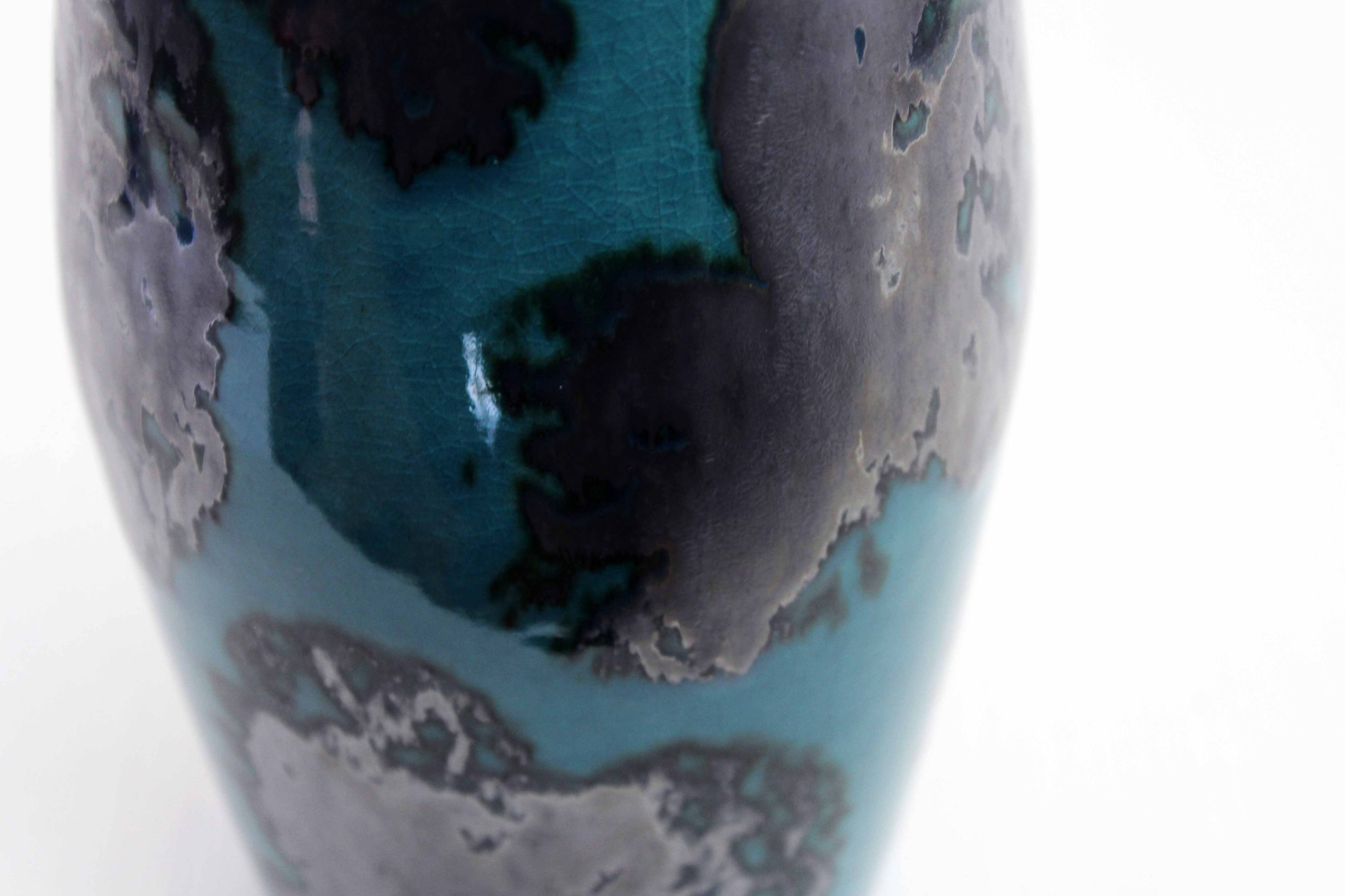 Vintage ceramic vase with enamel and glaze