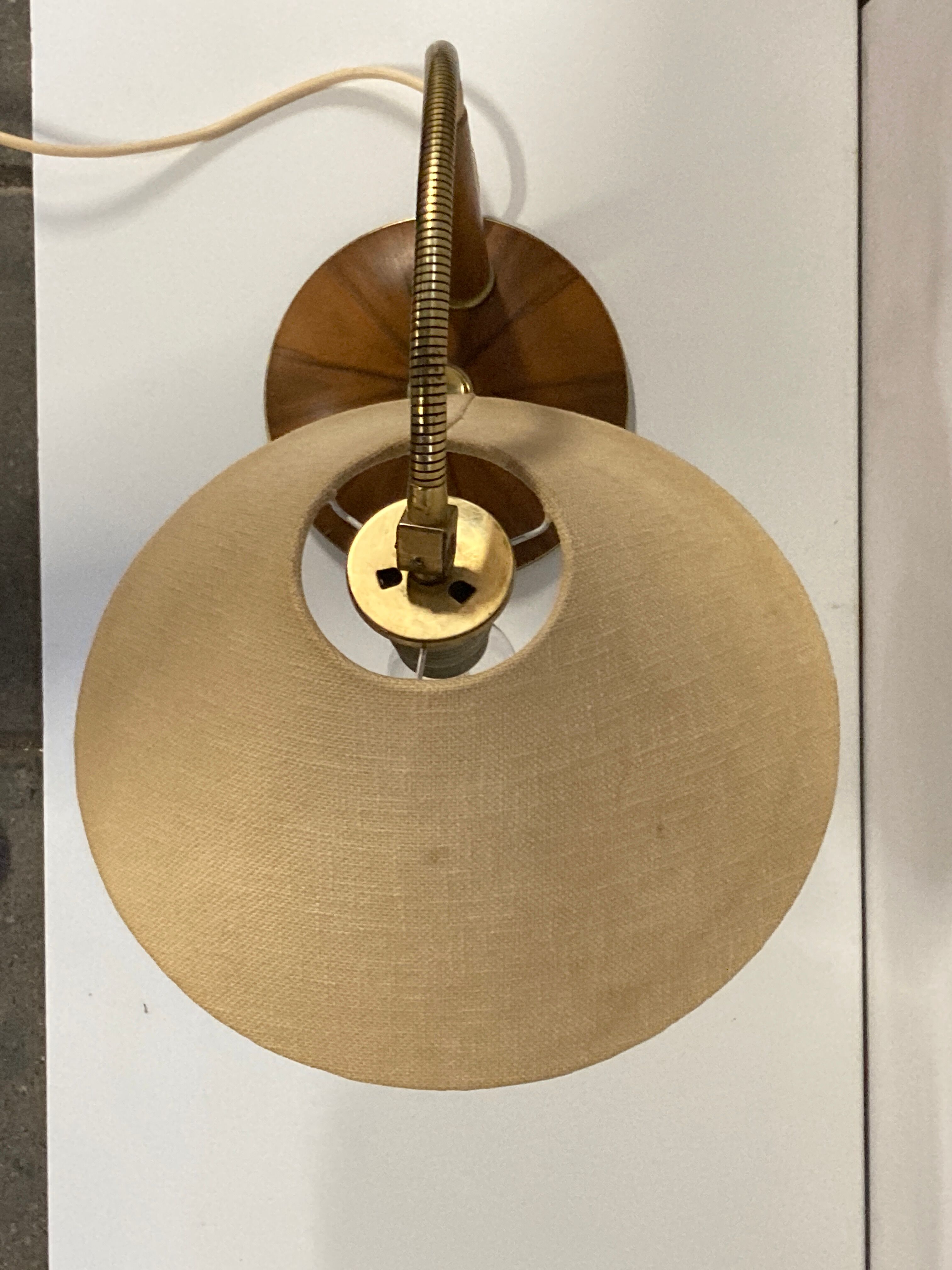 Brass and teak desk or table lamp by Temde, Switzerland 1960s