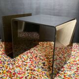 Smoked plexiglass magazine rack side table from the 70s