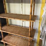 Rattan shelf and bamboo vintage year 50