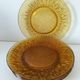 Set of 6 pressed glass dessert plates with sunflower motif Vereco