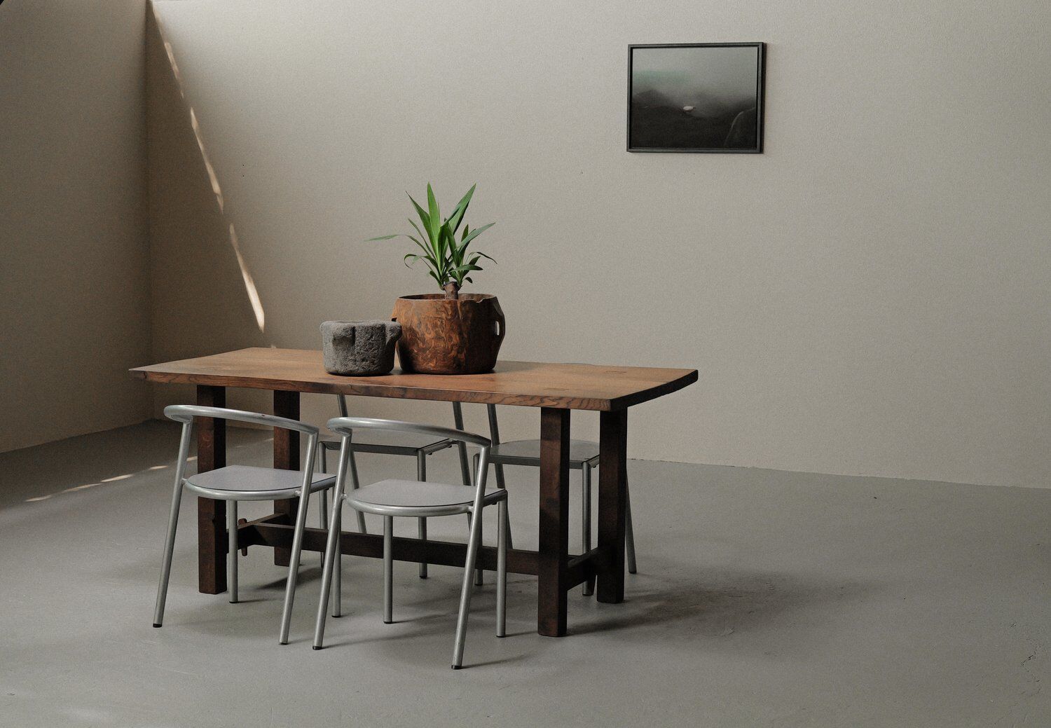 Solid oak farmhouse table, 1970 – Handcrafted
