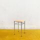Pair of vintage stools - peach fuzz fabric seat and chrome frame