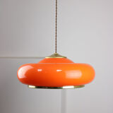 Suspension en laiton orange et plexiglas space age années 70