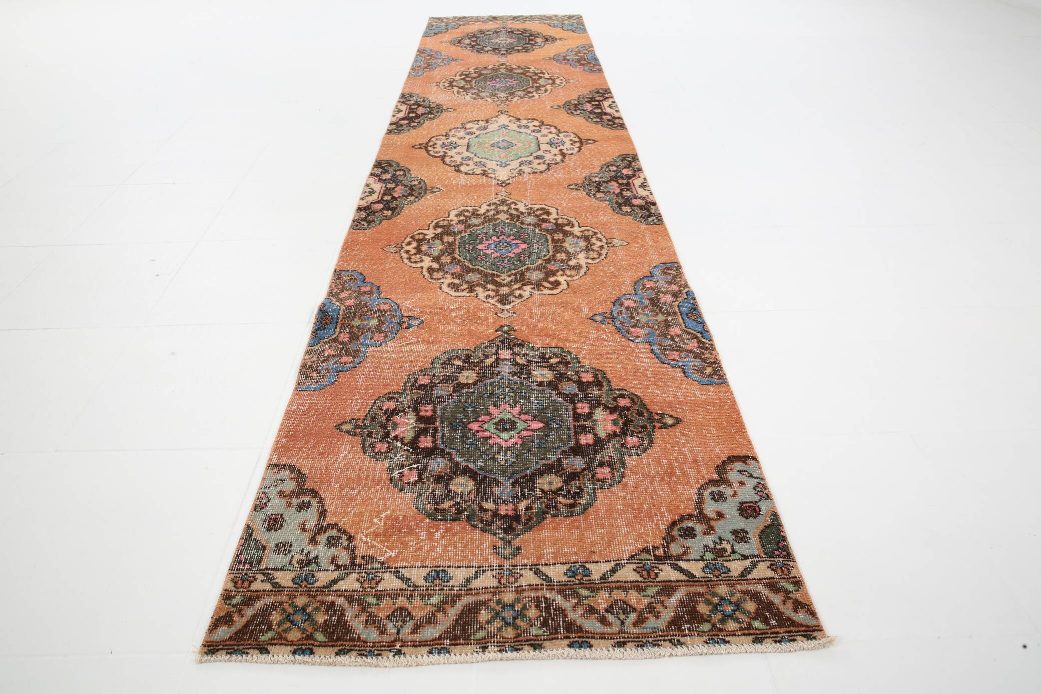 3x12 Oriental Orange Persian Runner Rug, 89x384Cm