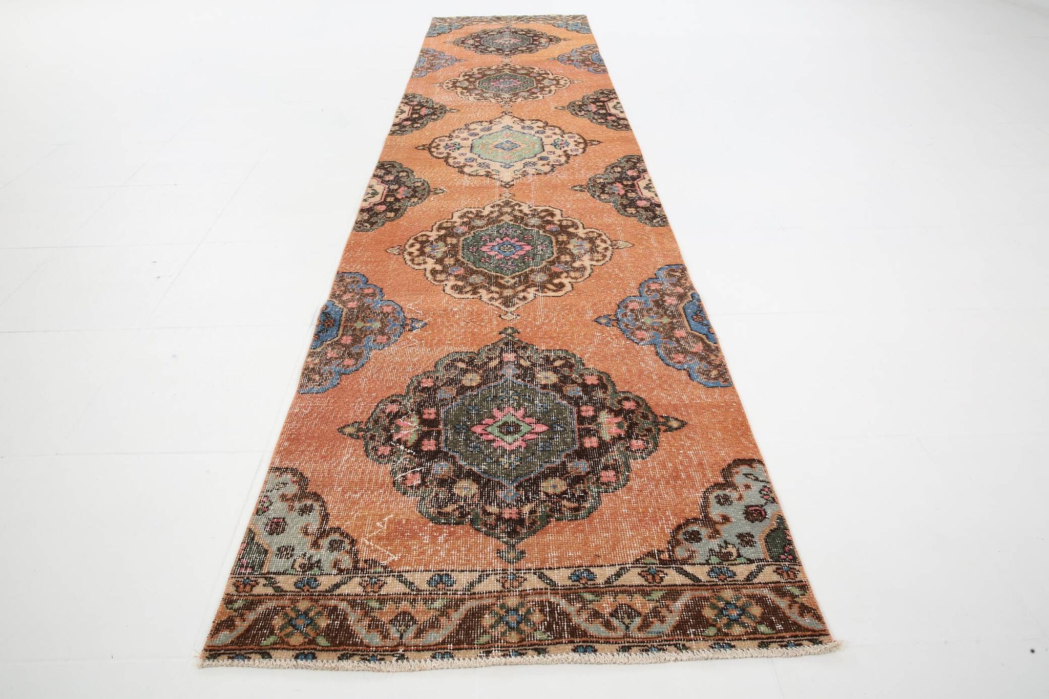 3x12 Oriental Orange Persian Runner Rug, 89x384Cm