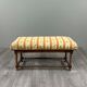 Antique Turned Wood Bench, Floral Tapestry Seat, 20th Century