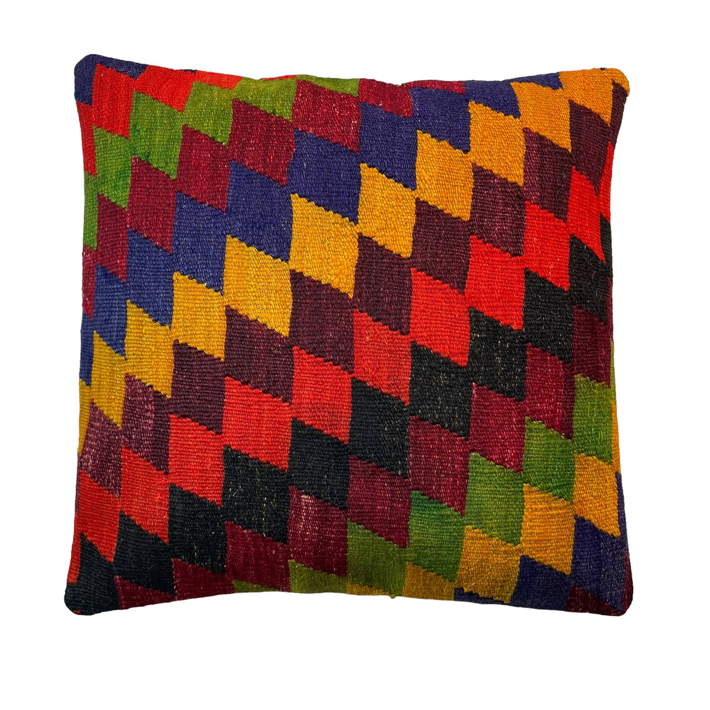 Vintage turkish kilim cushion cover , 55 x 55 cm