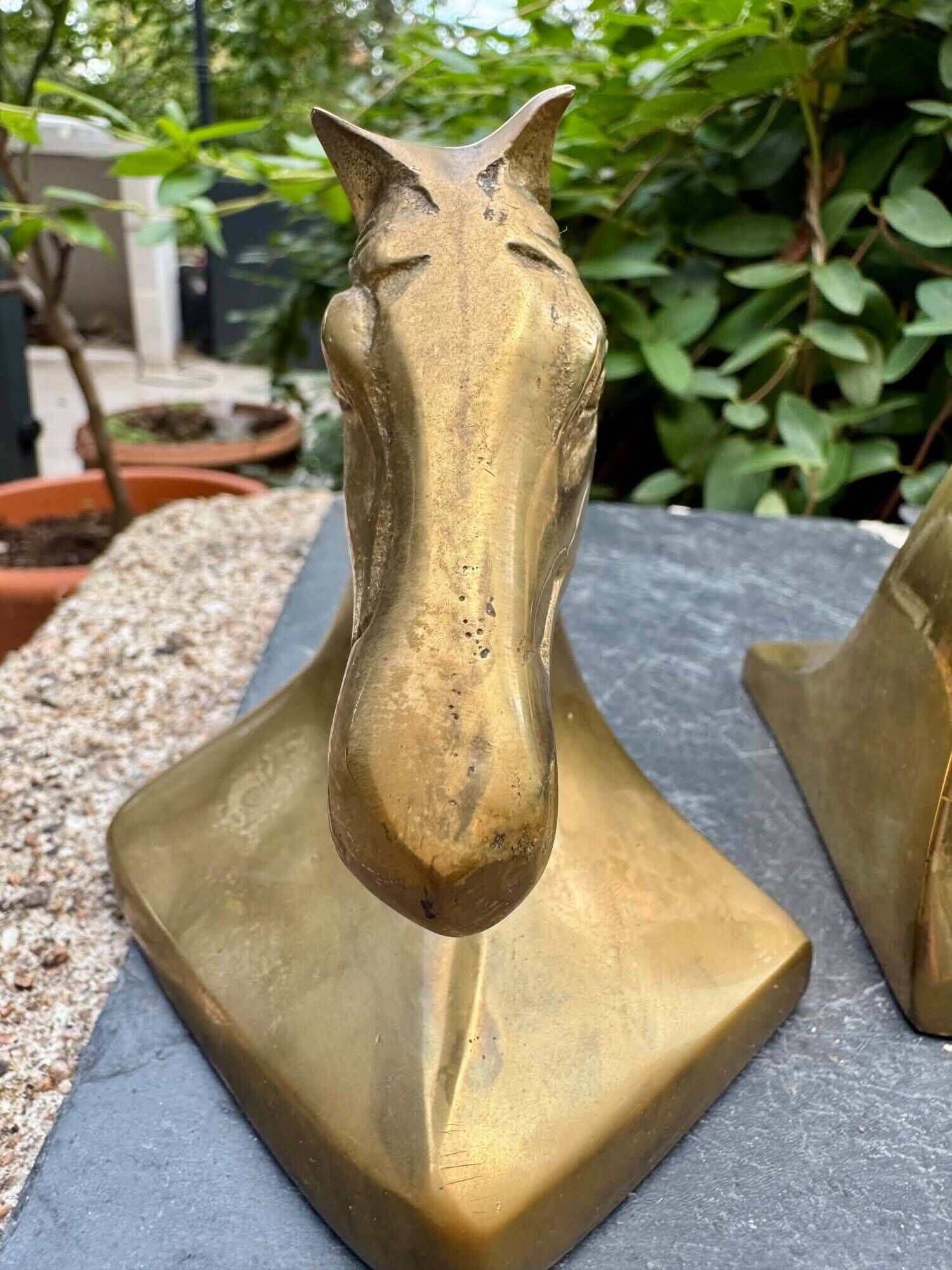 Pair of brass Art Deco horse bookends