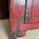 Small antique Chinese buffet (1920-1950) in rustic style, red lacquered, ori