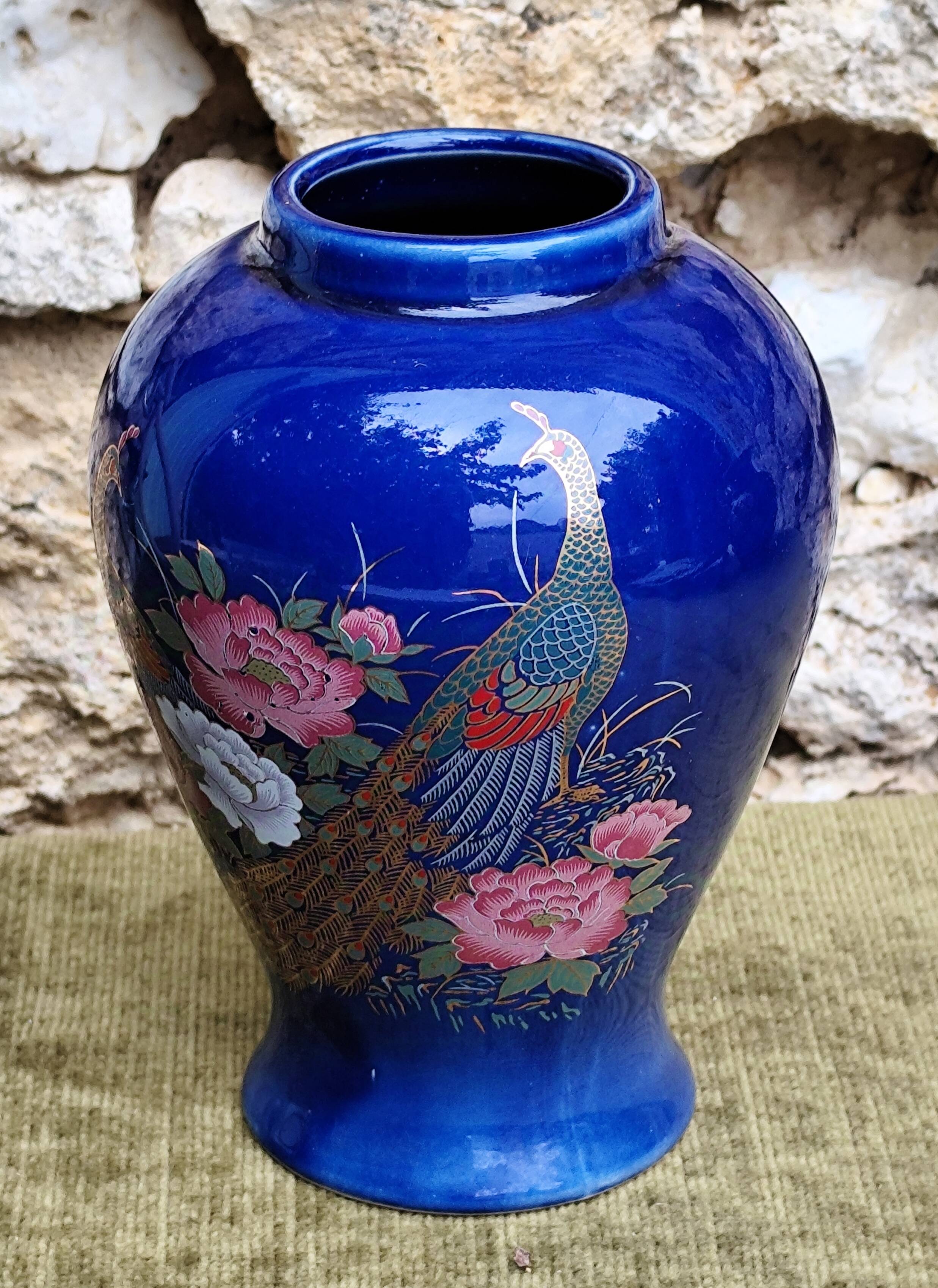 Peacock ceramic vase