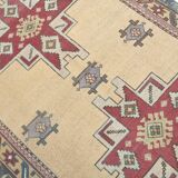 Persian Burgundy & Sand Beige Oriental Vintage Rug, 140x211Cm