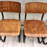 Lot of 4 chairs Vintage Arhend Cantilever oak color