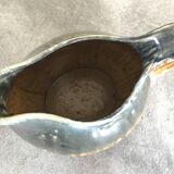 Vintage pitcher in glazed stoneware with bluish drip effect signed and numbered