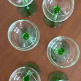 Alsatian white wine glass with green twisted stem - vintage franc stemmed glass