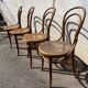 Set of 4 wooden and cane bistro chairs