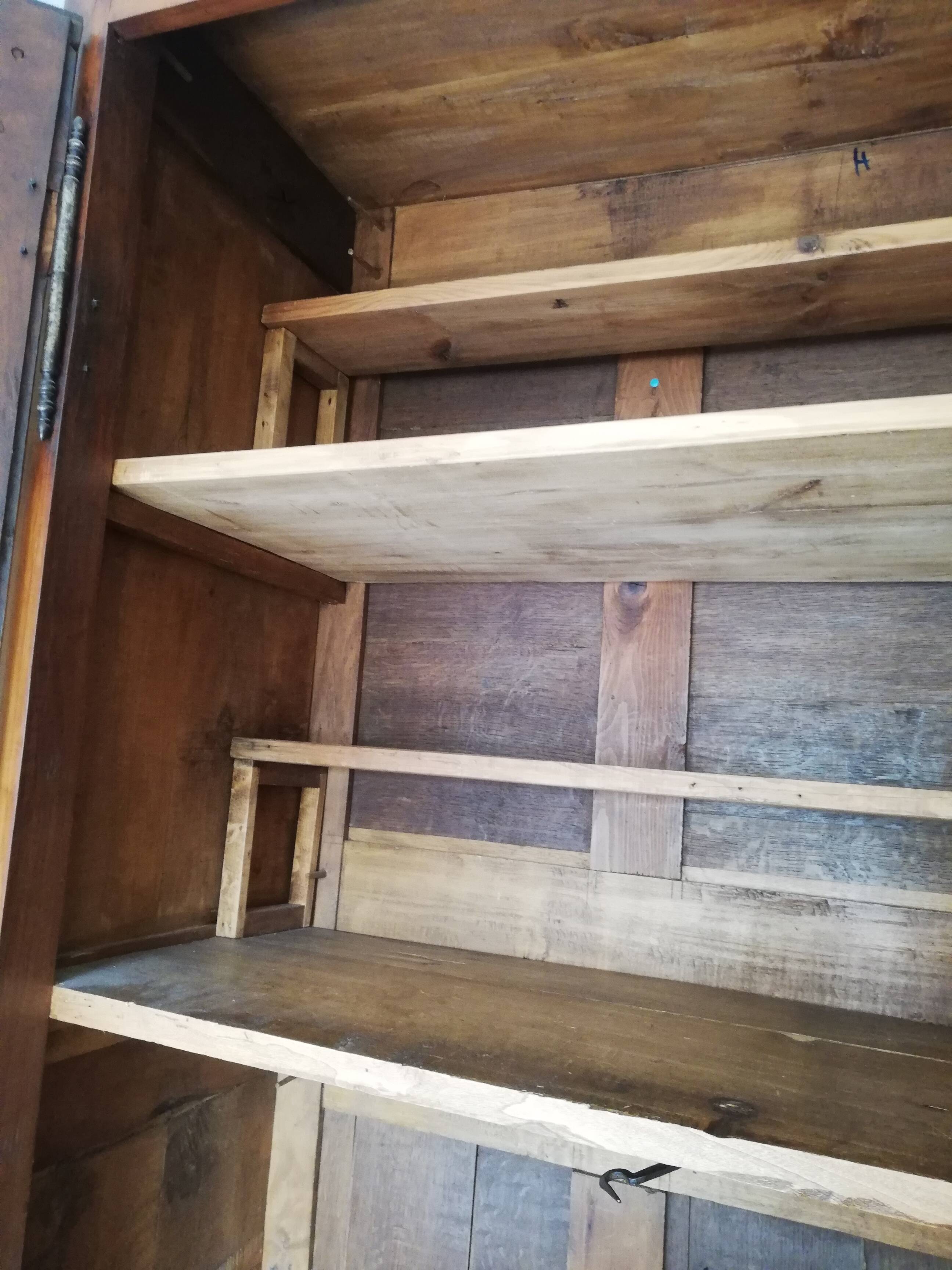 Louis XV style wardrobe entirely pegged wood with 2 cherry wood doors.