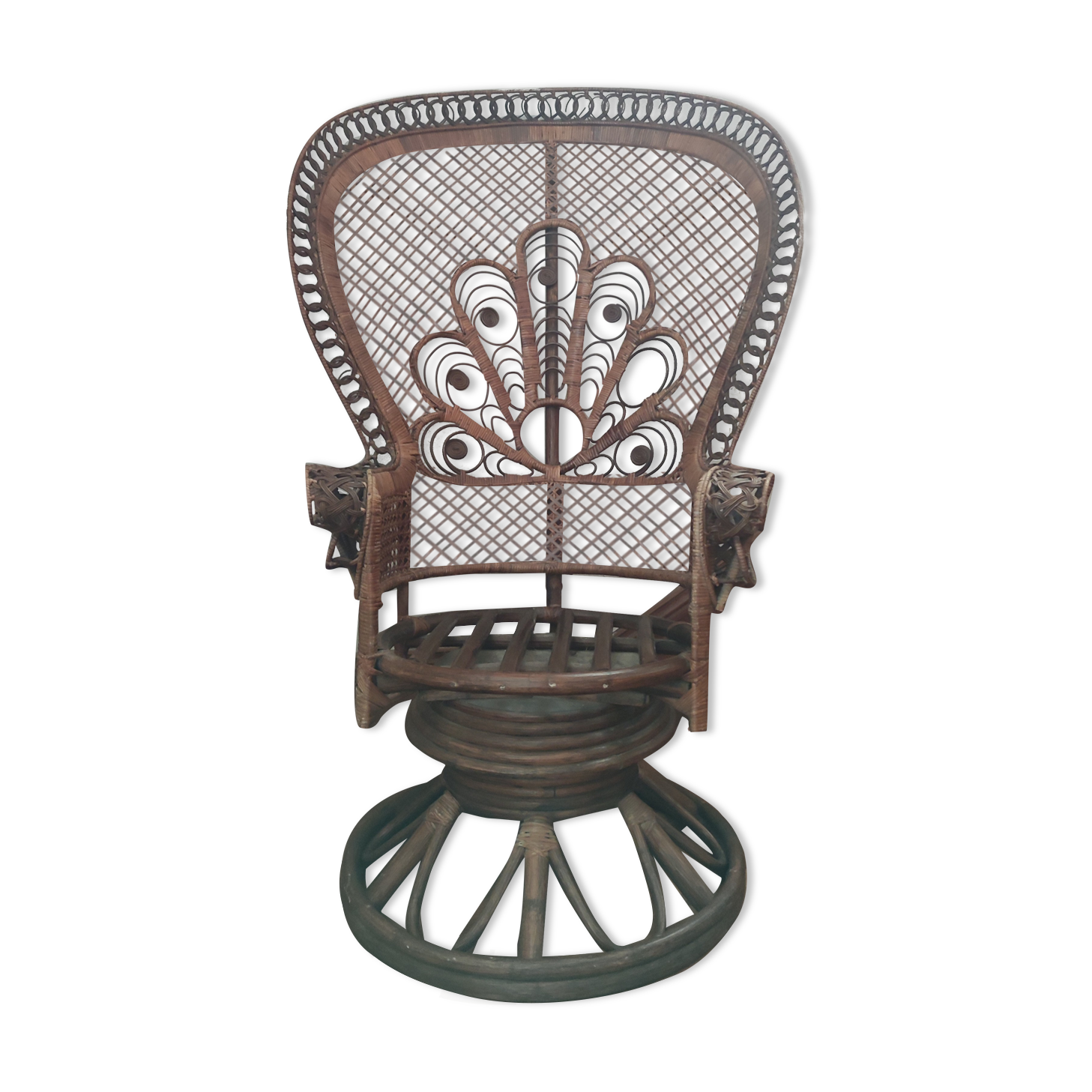 Large Armchair Peacock Emmanuelle/vintage rattan