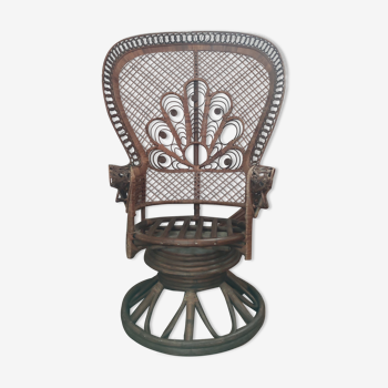 Large Armchair Peacock Emmanuelle/vintage rattan