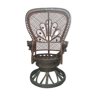 Fauteuil paon Emmanuelle rotin vintage