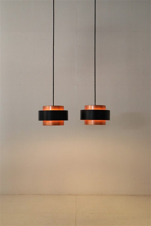 Set of 2 Fog & Mørup / Jo Hammerborg “Juno” pendant lamps / Mid-century Danish modern design / Copper / 1960s / 1970s