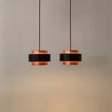 Set of 2 Fog & Mørup / Jo Hammerborg “Juno” pendant lamps / Mid-century Danish modern design / Copper / 1960s / 1970s