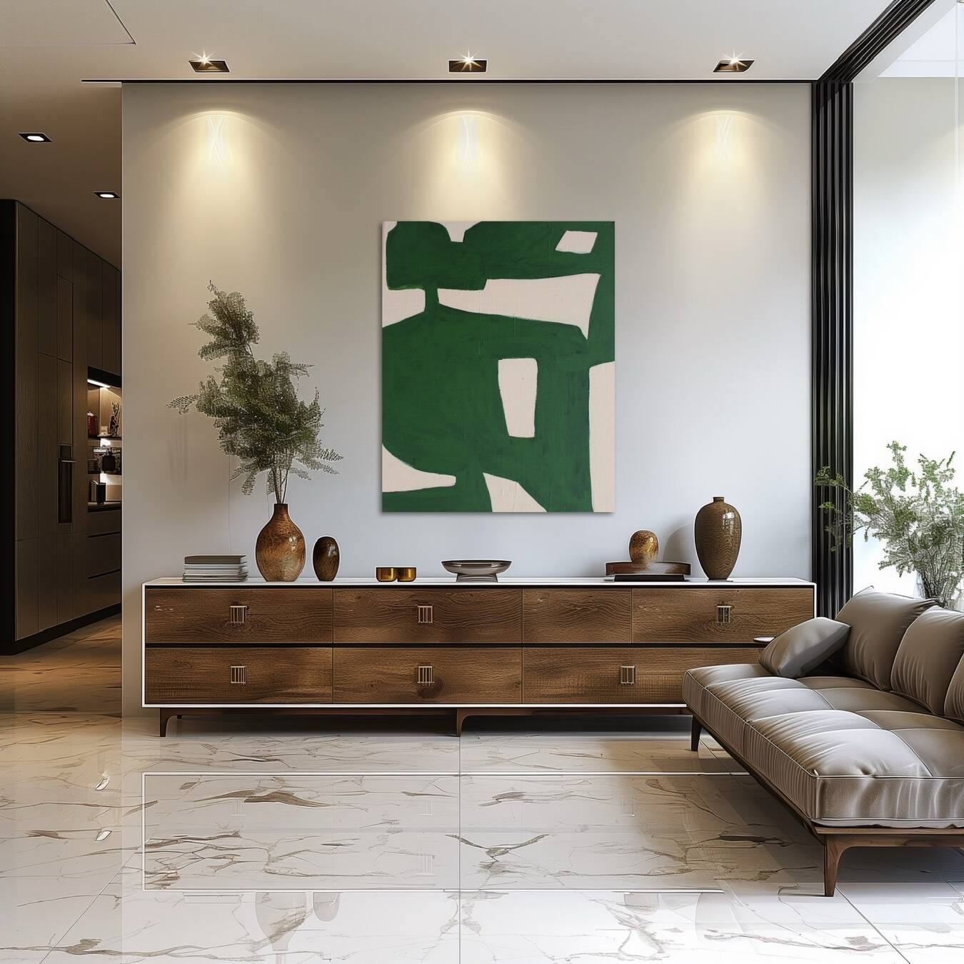 Abstract minimalist Organic green by Bodasca