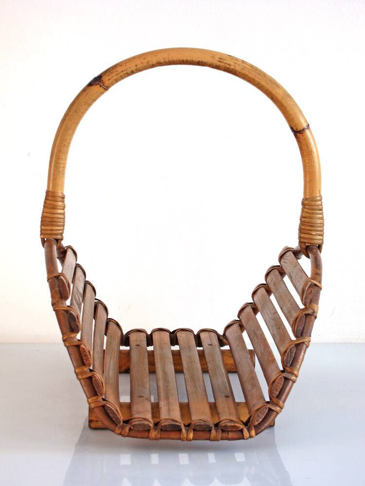 Vintage 1950s Bamboo Japanese Magazine Rack