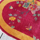 Old Chinese Art Deco handmade carpet 79cm x 134cm 1920s, 1E08