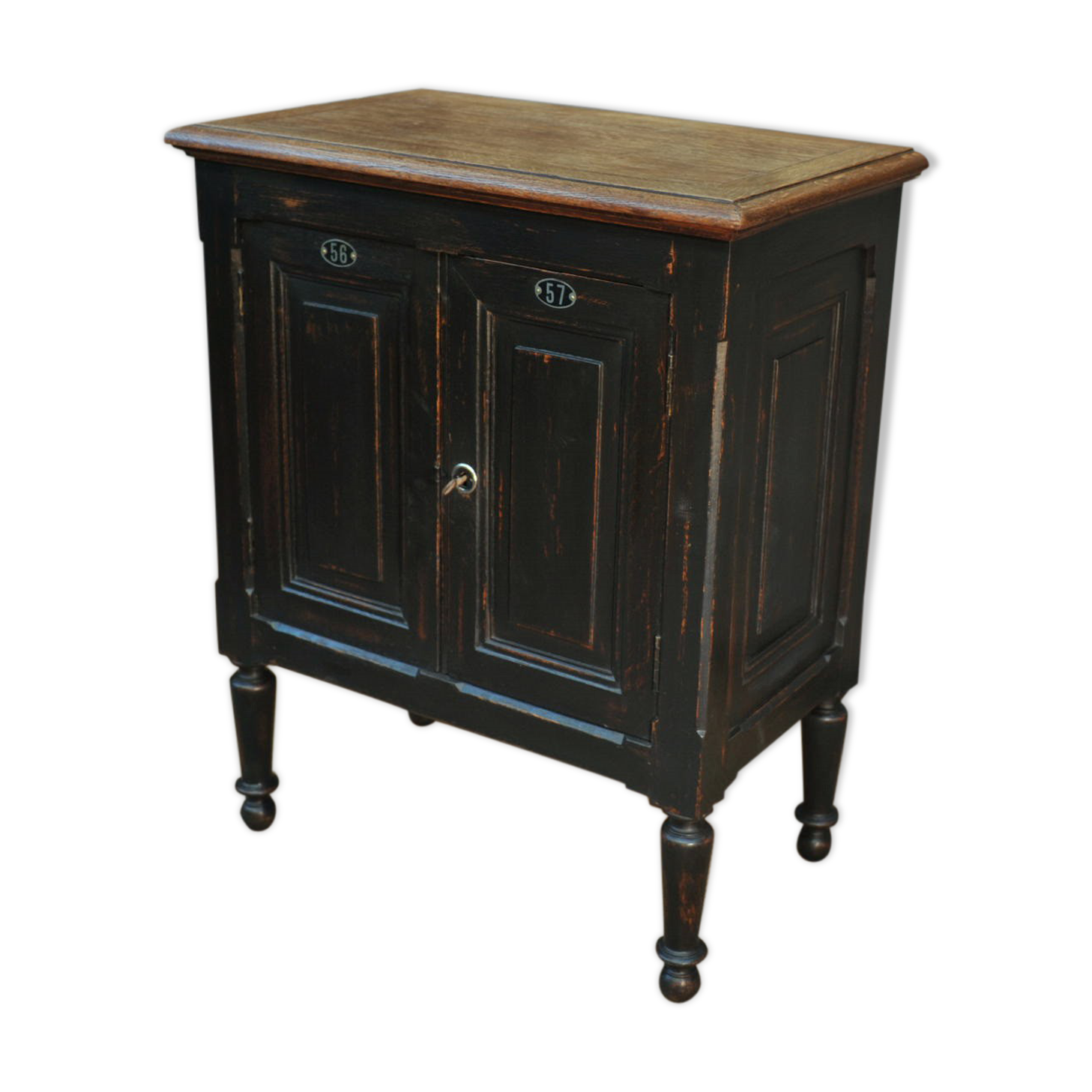 1930s Oak furniture with 2 black patinated doors.