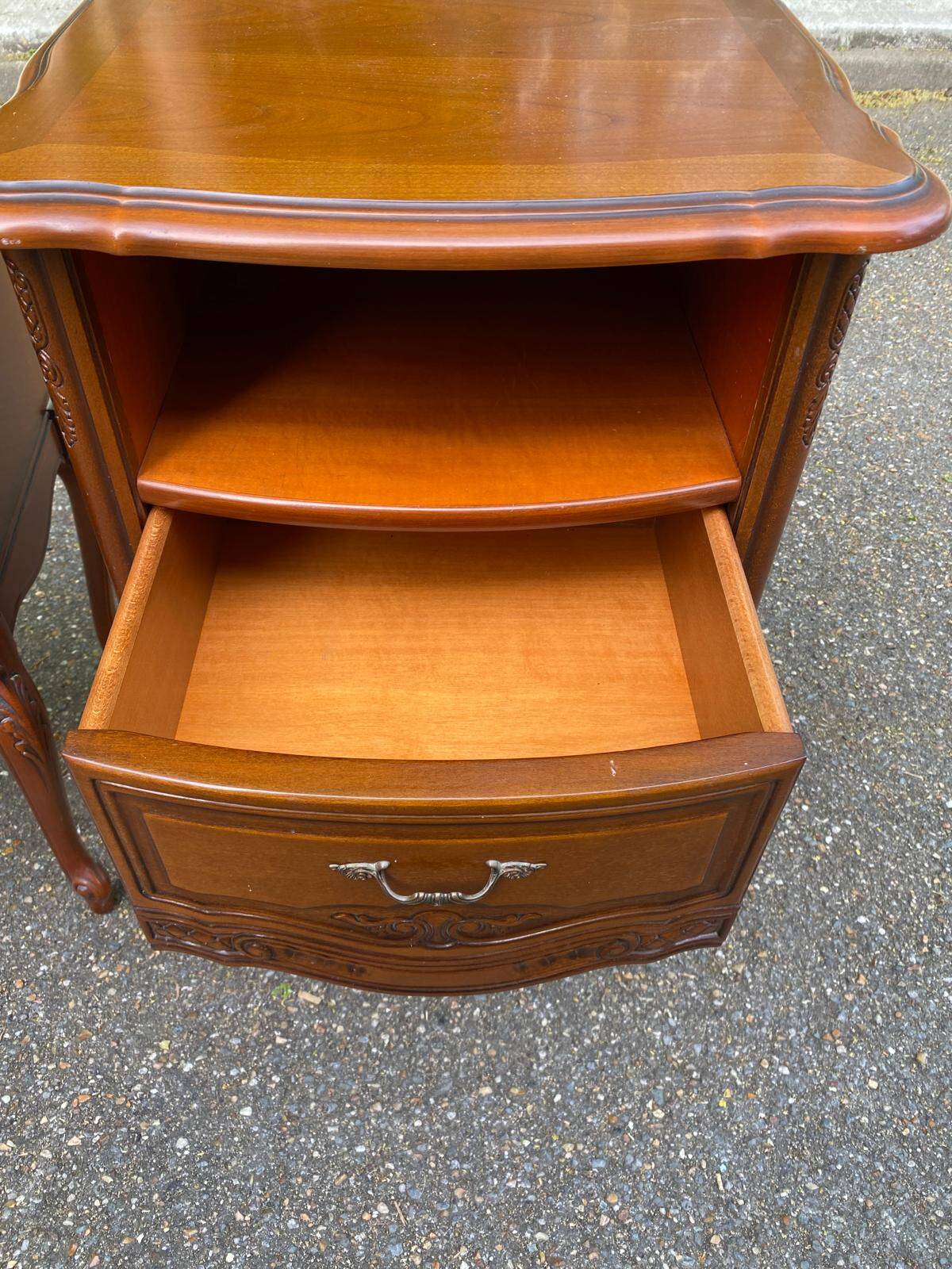 2 Louis XV bedside tables in cherry wood from 1960.